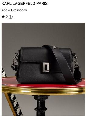 Karl Lagerfeld Black Addie Leather Crossbody with Silver Hardware